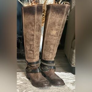 Freebird Distressed Brown Over the Knee Boots ASPEN